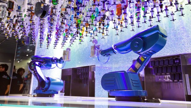 Robot bartenders on board Royal Caribbean's Quantum cruise ships.