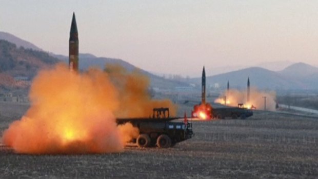 File footage of a North Korean missile launch at an undisclosed location in March.