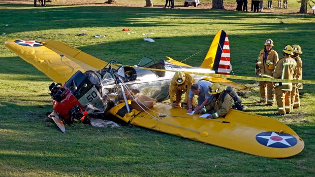 Wreck: Harrison Ford's plane.