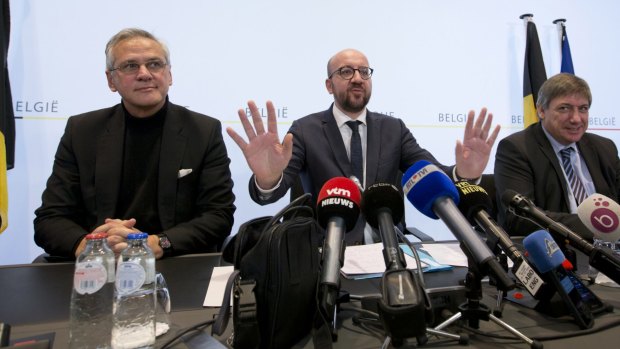 Belgian Prime Minister Charles Michel, addresses a media conference after raising the security level to its highest degree on Saturday.