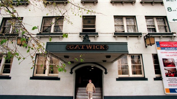 The Gatwick Hotel is on Fitzroy Street, St Kilda.