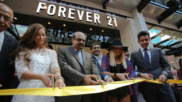 The Bachelor's Lisa Hyde cutting the ribbon on Australia's first Forever 21 store in Brisbane. 