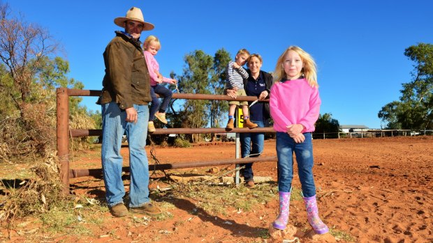 Bailey Brooks with her family at the Lilla Creek station 400 kilometres outside of Alice Springs.
