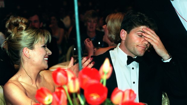 Awkward moment: Robert Harvey gave a humble acceptance speech at the 1997 Brownlow count.