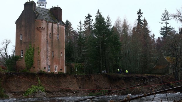 Heavy rain and flooding has swept through the north of England and Scotland, leaving Abergeldie Castle at risk.