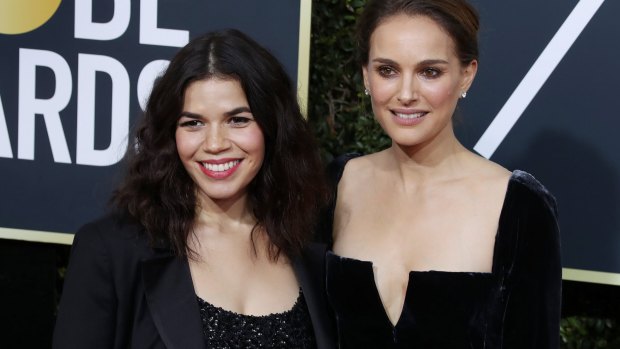 America Fererra and Natalie Portman went as each other's dates to the Golden Globe awards, and wore black in support of the Time's Up initiative.