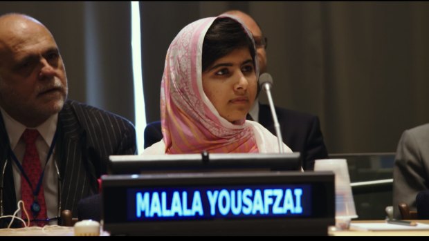 Malala Yousafzai addresses the United Nations General Assembly in 2013. 