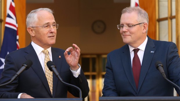 Prime Minister Malcolm Turnbull with Treasurer Scott Morrison.