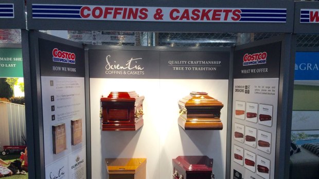 Coffins and caskets have gone on sale in one of Costco's Melbourne stores. 