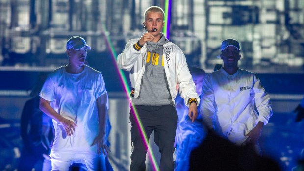 Justin Bieber's movements and delivery have the haunted feel of someone who has been here so often that he is seeing this show replayed in his nightmares now.