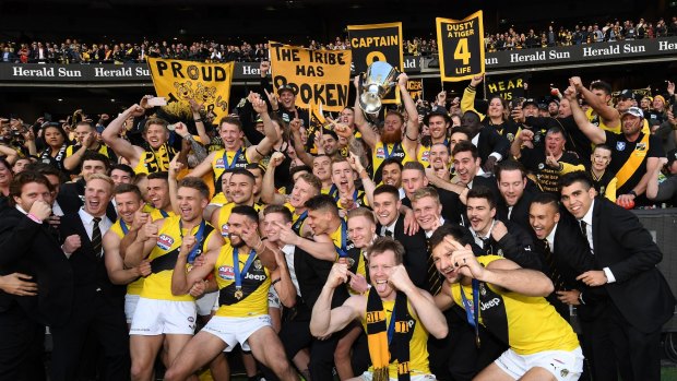 The Tigers won the flag with a young list, much like the Western Bulldogs of 2016 and Hawthorn of 2008 – both missed the finals the next year.