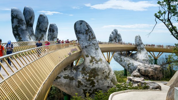 The Golden Bridge on Ba Na Hill in Danang, Vietnam. If you love to travel and you don't have a lot of money to spend, Vietnam is your destination. 
