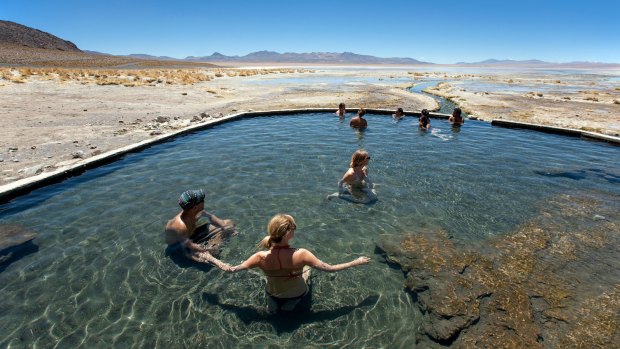 The Polques hot springs in the Chalviri desert, on the Salar de Uyuni tour.