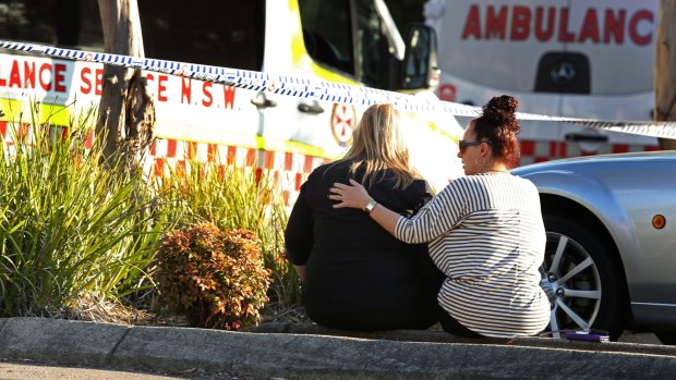 The aftermath of a shooting outside Warners Bay Post Office on Wednesday afternoon.