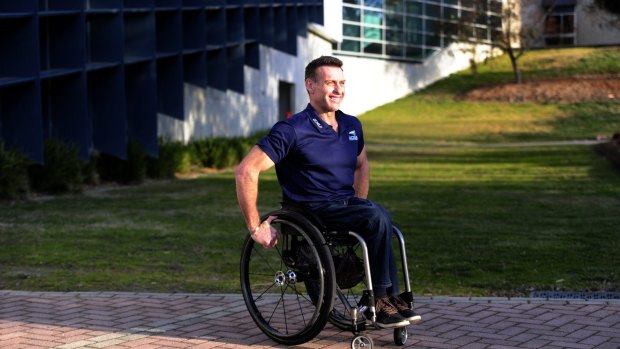 Richard Nicholson, of Melba in Canberra, winner of the City2Surf in Sydney with a time of 41 minutes and 46 seconds in the wheelchair event. 
