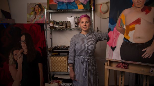Kim Leutwyler, in her Redfern studio, is hopeful the art industry will improve.