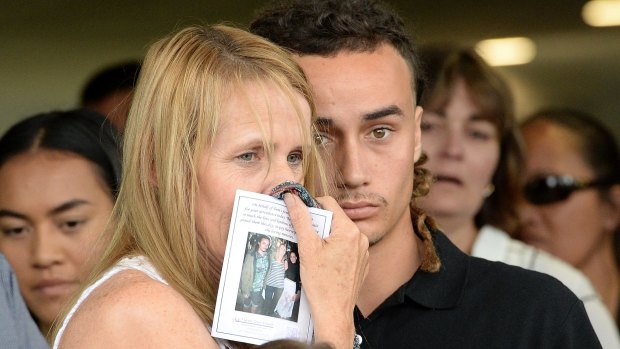 Mother Natalie Hinton and brother Ricky Brown at the funeral service for Gold Coast woman Tara Brown.