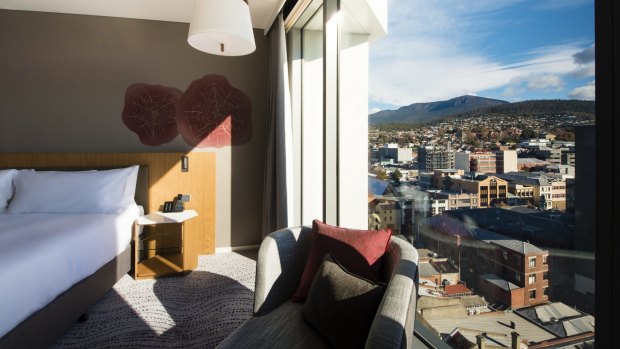 Rooms feature views of the waterfront or Mount Wellington. 