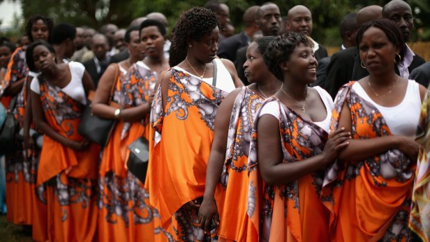 Rwandan women in Kigali in 2014 commemorate the 1994 genocide. 