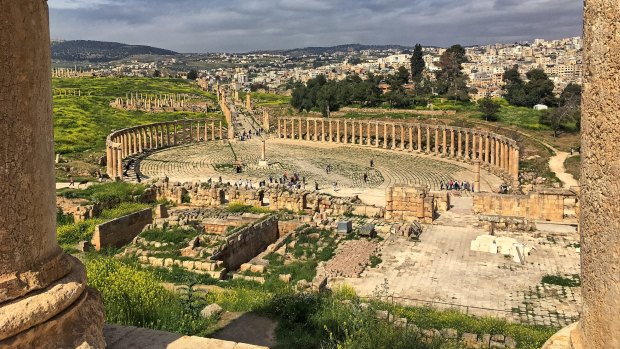 The Oval Plaza in Ancient Jerash.