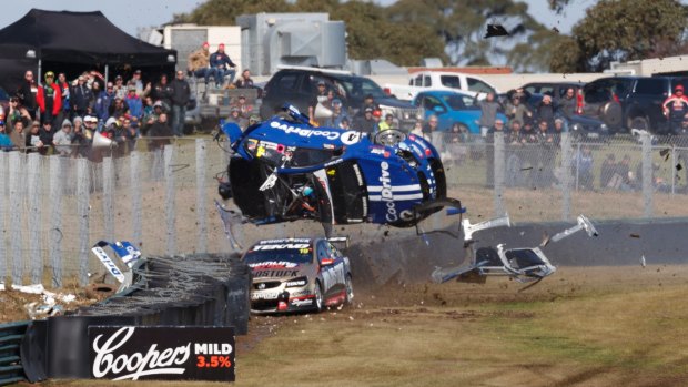 Todd Hazelwood crashes out at Sandown.