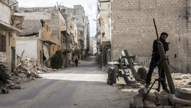 A rebel fighter in the northern Syrian city of Aleppo.