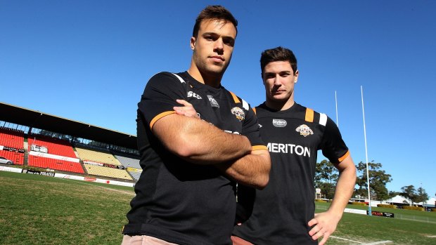 Wests Tigers halves Luke Brooks and Mitchell Moses.
