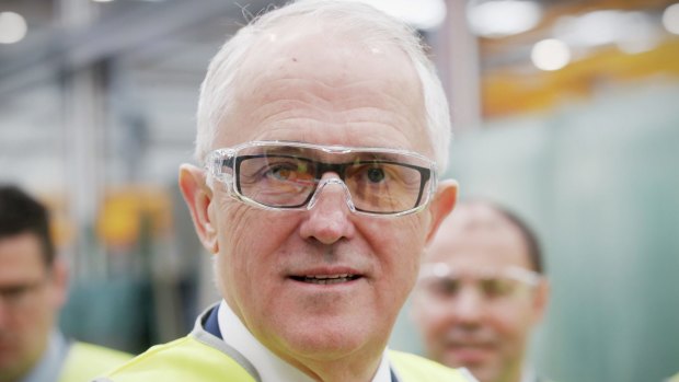Prime Minister Malcolm Turnbull faced a barrage of questions about the NBN on a visit to the CSR Viridian glass facility in Canberra on Monday