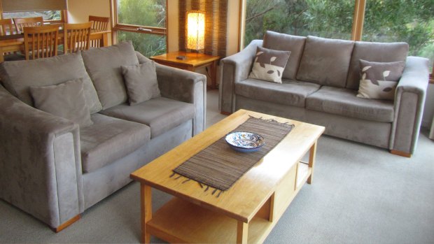 Loungeroom in the deluxe spa chalet.