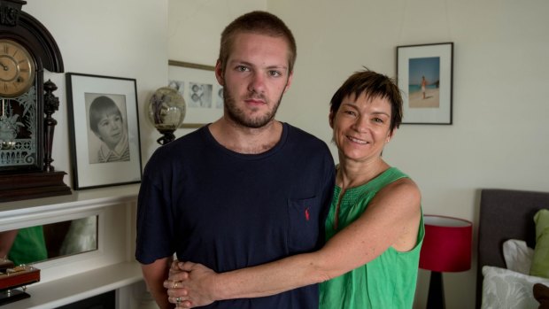 Harry Millar with his Mum Kelly Millar at home in Kew.