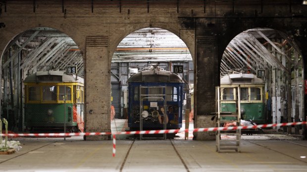 Retired W-Class trams sitting in storage at Newport Rail Yards, where the fire happened.