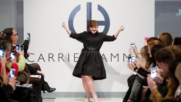 A role model: Jamie Brewer walks the runway during the Role Models Not Runway Models - Carrie Hammer Runway - Mercedes-Benz Fashion Week Fall 2015.