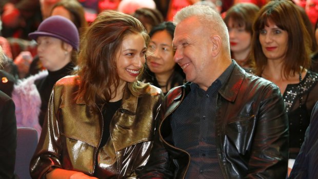 Catching up: Alexandra Agostone with Jean Paul Gaultier at his exhibition at the National Gallery of Victoria.