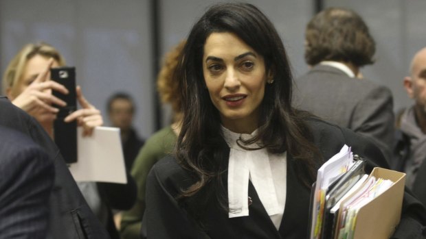 Amal Clooney, a member of a legal team representing Armenia at the European Court of Human Rights.