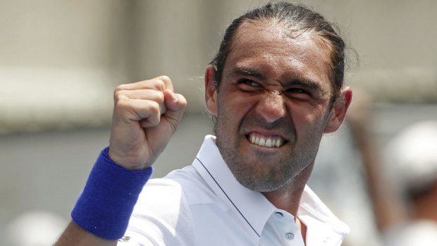 Feeling the love: Marcos Baghdatis at the Australian Open on Wednesday.