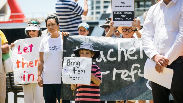 A Manus demonstration hosted by Refugee Action Coalition Sydney and GetUp! in First Fleet Park, Circular Quay on November 26.