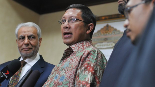 Grand mufti of Australia Ibrahim Abu Mohamed  pays a visit to Indonesia's Religions Minister Lukman Hakim Saifuddin.