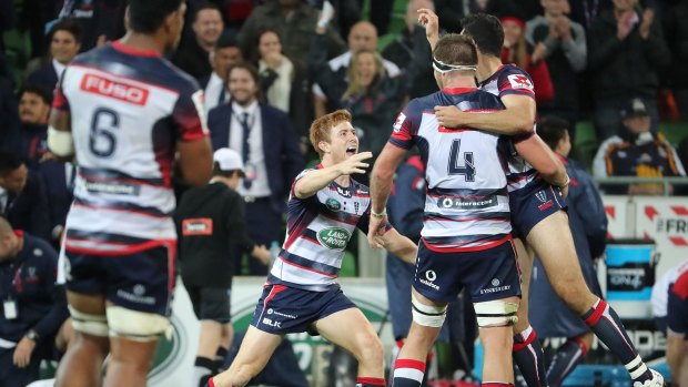 On a Shark hunt: The Rebels scored their first win of the season last round against the Brumbies.