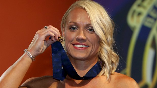 Erin Phillips with the inaugural AFLW best and fairest medal.