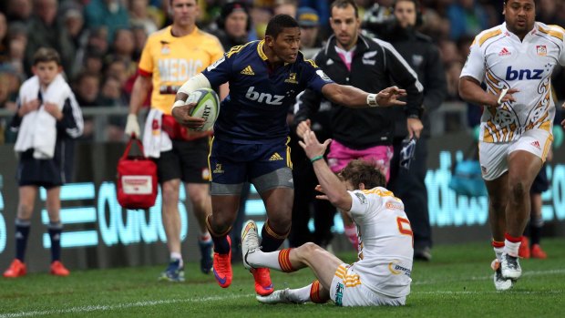 On the rampage: Waisake Naholo of the Highlanders.