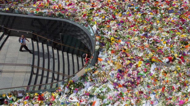 Thousands of bouquets have been left at Martin Place. 