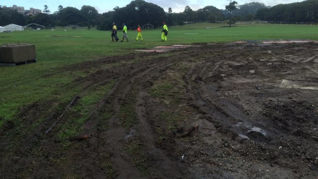 Mud bath: The Camp Gallipoli event at Centennial Park has been postponed because of the storms.