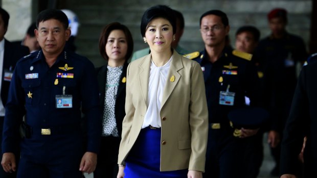 Yingluck Shinawatra in February 2014, when she was still Thailand's prime minister.  