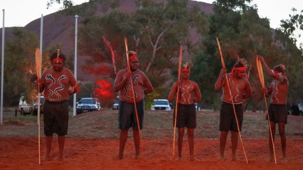 Mutitjulu men performing during the opening ceremony.