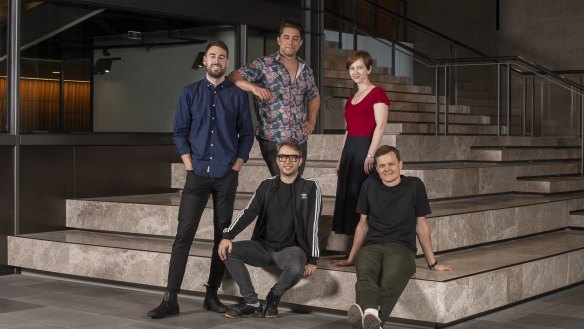 The team from Liminal: back from left - bar manager Bryce Whitaker, general manager Ryan Bresler, beverage manager Nicole Bilson. Front from left - executive chef Martin Webster and head chef Zac Nicholson.