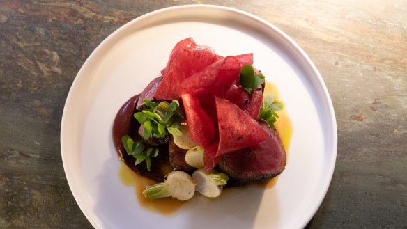 Go-to dish: Grilled wild venison fillet with , turnips, juniper, mountain pepper and black currant.