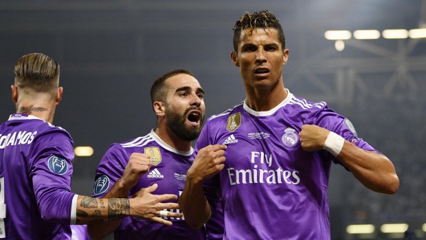 Star man: Cristiano Ronaldo celebrates after scoring in the 2017 UEFA Champions League final.