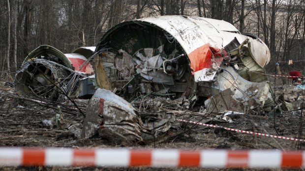 Wreckage of the Polish presidential plane that crashed in Smolensk, western Russia.