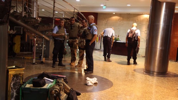 French troops in the Radisson Blu hotel after the attack.