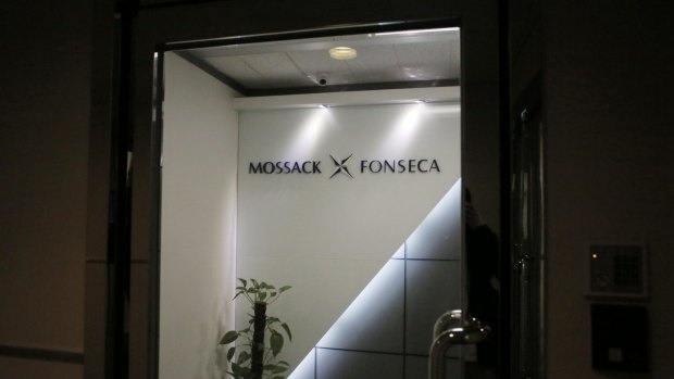 The entrance of the regional head office of Panama-based law firm Mossack Fonseca in Hong Kong.
